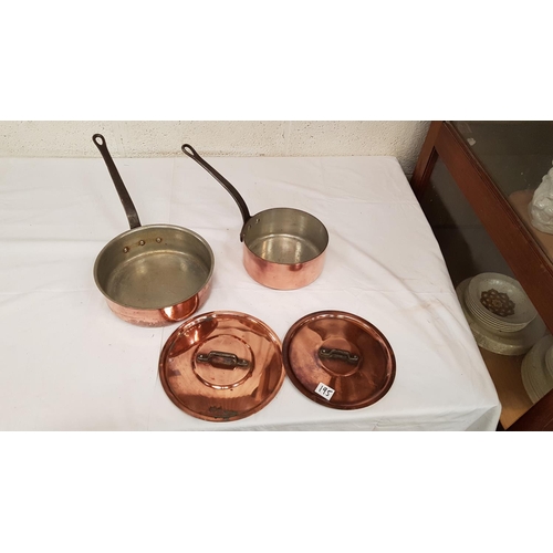 195 - Two Lidded Copper Pans.