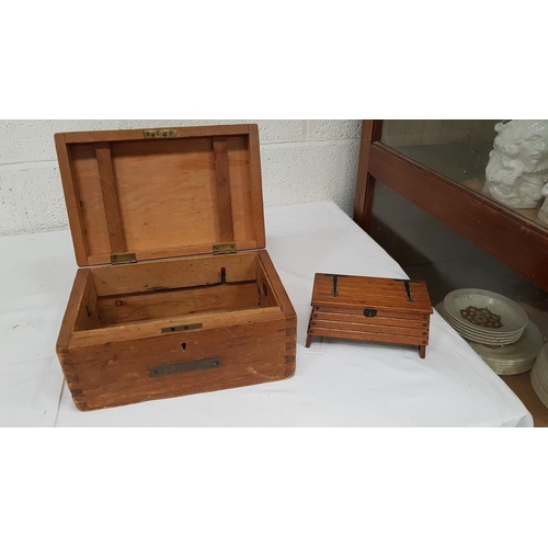 199 - Hand Crafted Wooden Hinged Lid Box & Musical Jewellery Chest.