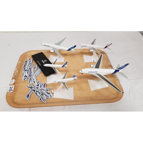 205 - Tray of Diecast 1/250 Scale Model Aircrafts - A320, A330-300, A350, A380F, Airbus Corporate Jet & Se... 