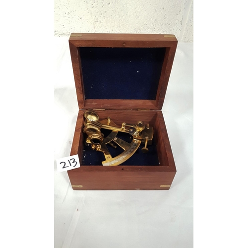 213 - Vintage Brass Sextant in Wooden Box.