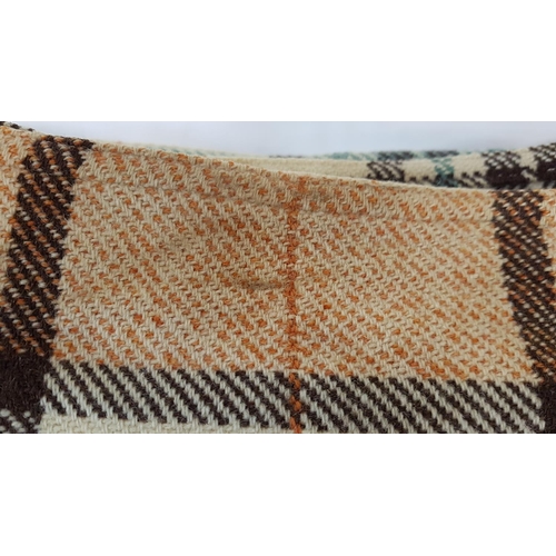 22 - Brown & Orange Checked Welsh Blanket - Some small stains.