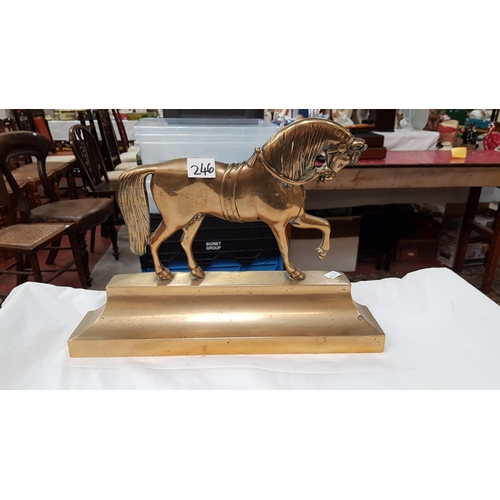 246 - Large Brass Horse Door Stopper - approx 15