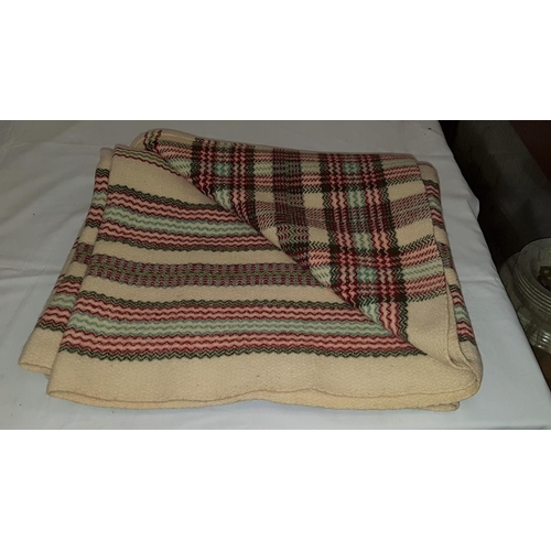 28 - Cream, Red & Green Chequered Welsh Blanket.