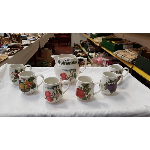 288 - Portmeirion Pomona Jug & Six Small Mugs Set.