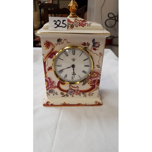 325 - Masons Mandalay Red Mantel Clock - small restoration to top corner.