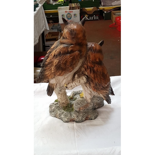 342 - Pair of Owls on Brach Ceramic Figure - approx 12