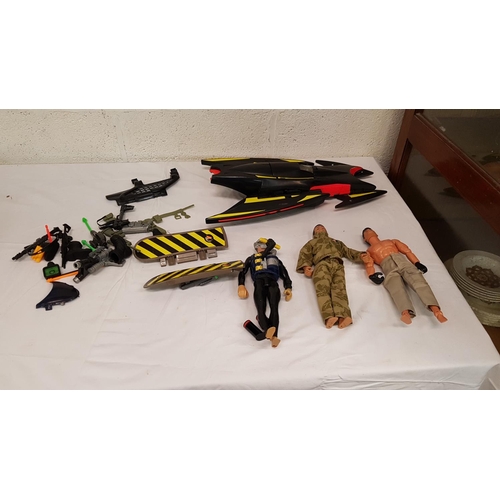 38 - Box of Action Men, Accessories & Batmobile.