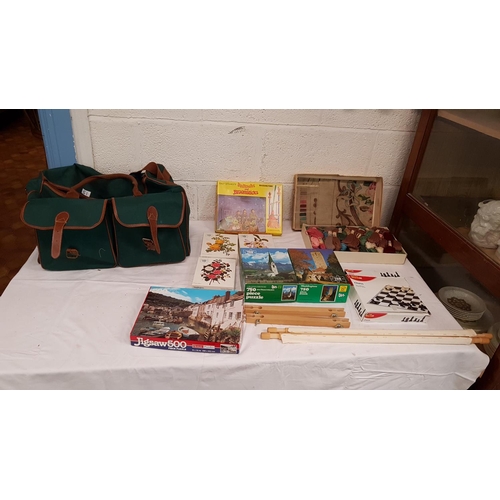 51 - Hold All Bag & Quantity of Jigsaws, Needle Work Set etc.