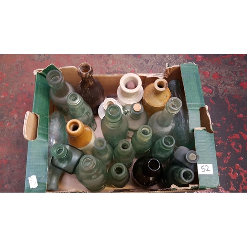 52 - Box of Glass Bottles & Earthenware Jars.