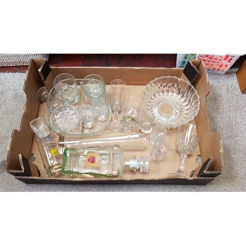 90 - Box of Glassware Including Shot Glasses, Bowl, Four Section Dish etc.