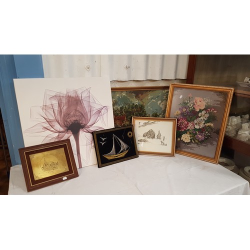 121 - Quantity of Framed & Glazed Pictures, Tapestry, Prints & Canvas.