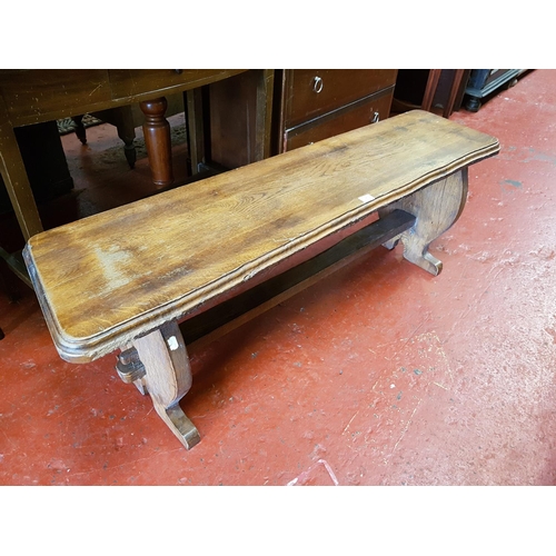 584 - Solid Oak Window Bench Seat - approx 4ft long.