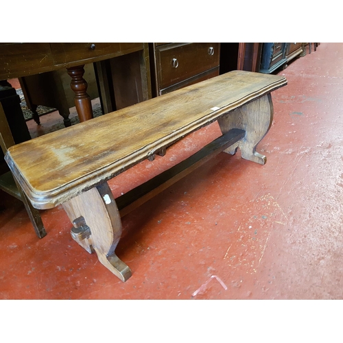 584 - Solid Oak Window Bench Seat - approx 4ft long.