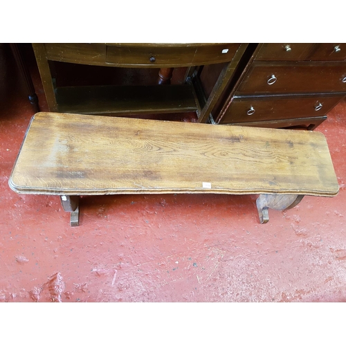 584 - Solid Oak Window Bench Seat - approx 4ft long.