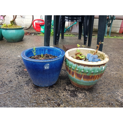 665 - Two Glazed Garden Pots - approx 9