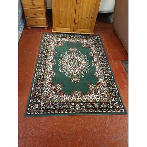 Green Patterned Belgian Rug - 1.7m x 1.2m.