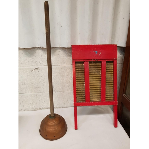 103 - Vintage Washboard & Copper Dolly.