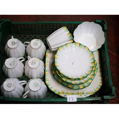 17 - Box of Green & Yellow Melba Bone China.