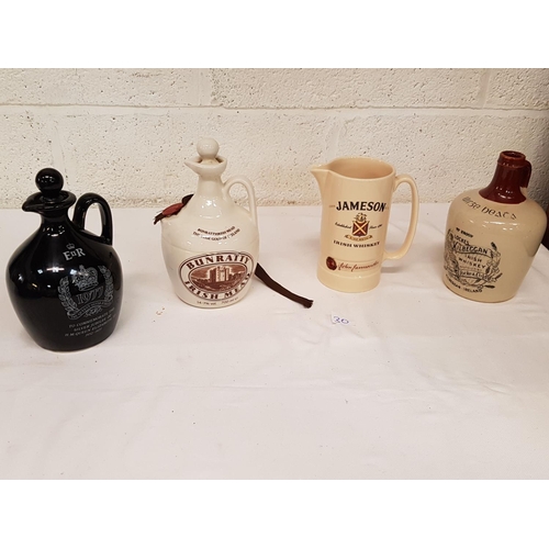 30 - Three Irish Whiskey Jugs & Commemorative Jug.