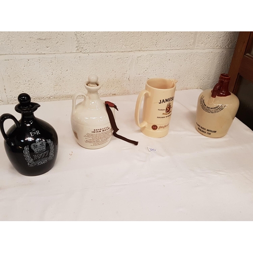 30 - Three Irish Whiskey Jugs & Commemorative Jug.