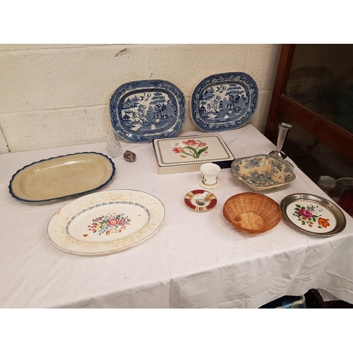 13 - Box to Include Portmeirion Place Mats, Blue & White China, Meat Plates etc.