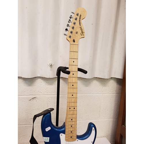 133 - Fender Squier Stratocaster Lake Placid Blue Electric Guitar with Stand & Fender Frontman 15G Amplifi... 