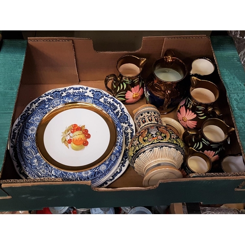 17 - Box to Include Blue & White Plates, Liberty Blue, Wedgwood, Lustre Jugs etc.