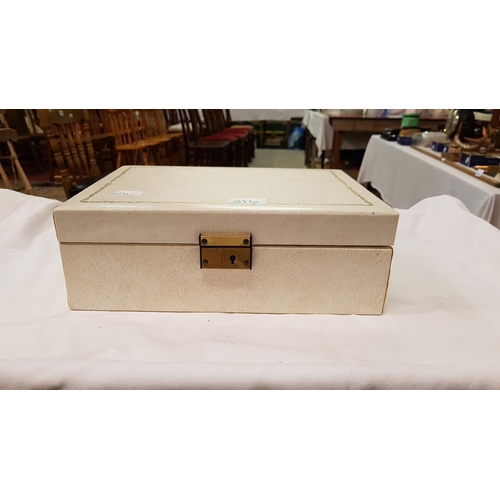 216 - White Jewellery Box & Quantity of Jewellery Including Brooches, Beaded Necklaces etc.