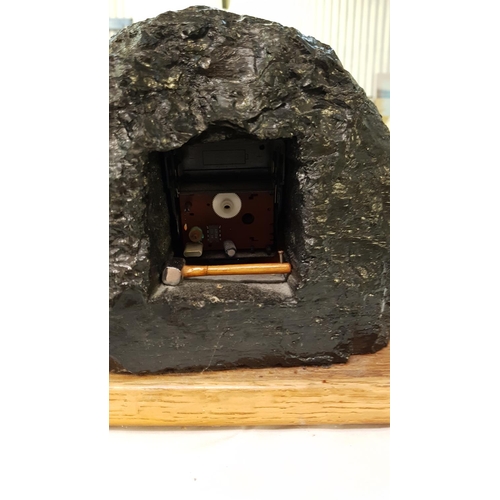 242 - Welsh Lump of Coal Mantel Clock on Plinth.