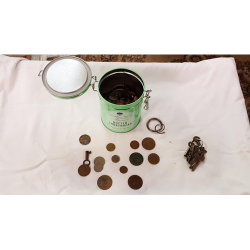 247 - Tin of Assorted Coins & Keys.