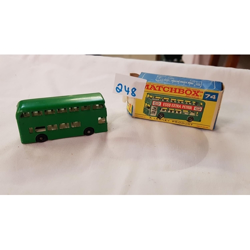 248 - Boxed Matchbox Series Green Daimler Bus No.74 c.1970-1973.