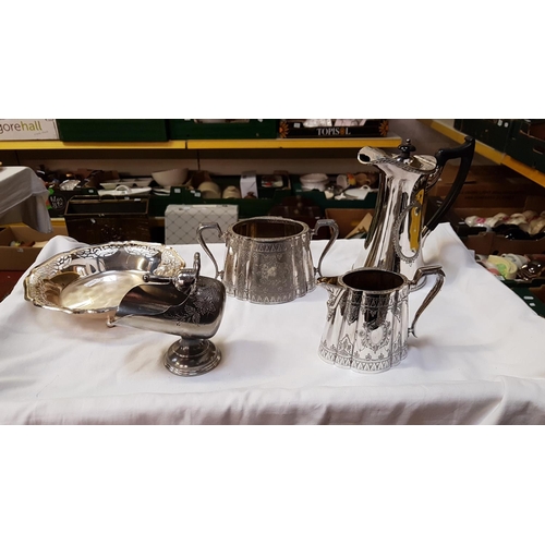 270 - Tray of Plated Ware Including Coffee Pot & Tray etc.