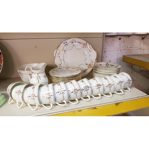 278 - 38 Piece Vintage White, Gilt & Blue Tea Set.