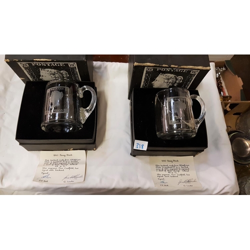 318 - Two Boxed Limited Edition (19+45/240) Whitefriars Penny Black 1840 Tankards - one is broken.