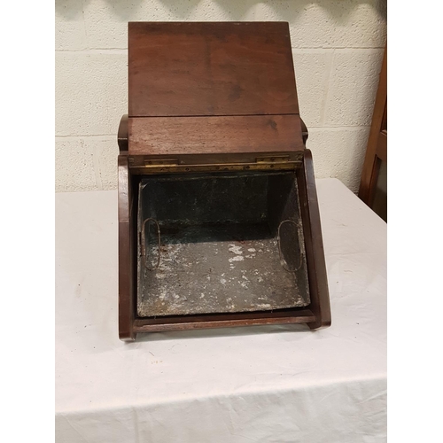 34 - Vintage Oak Coal Box with Lead Liner.