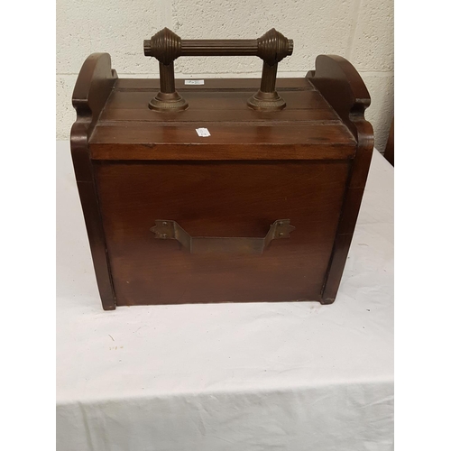 34 - Vintage Oak Coal Box with Lead Liner.