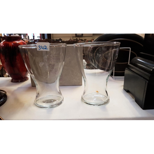 342 - Pair of Modern Glass Vases - approx 8