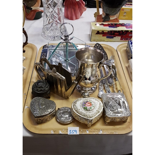 359 - Quantity of Plated Ware Including Trinket Boxes, Toast Rack, Cutlery etc.