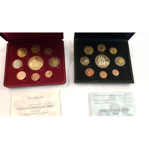 432 - Two Sets of Proof United Kingdom Euro Coin Collection - 2002 & 2003.