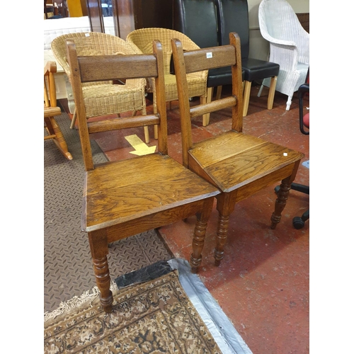 492 - Pair of Vintage Oak Country Chairs.