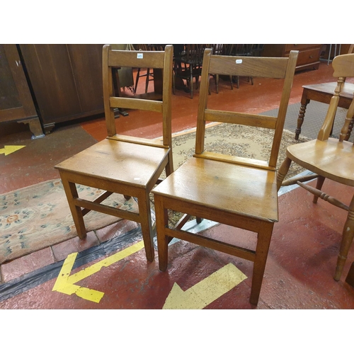 493 - Pair of Vintage Oak Country Chairs.