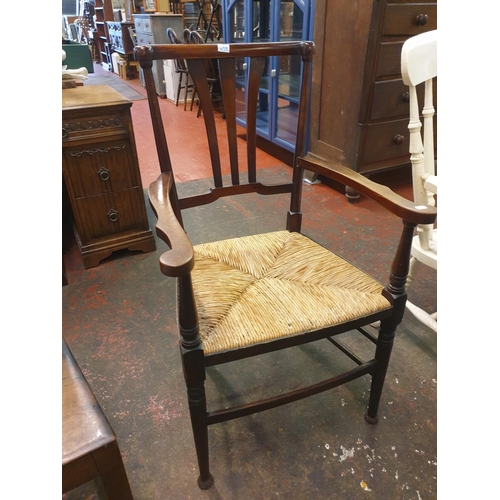 499 - Mahogany Carver Chair with Rattan Seat.