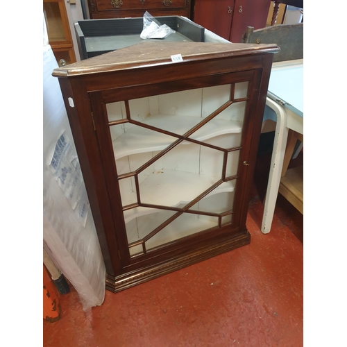 528 - 13 Pane Glazed Door Wall Hanging Corner Cabinet - 34