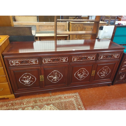 536 - Gorgeous Rosewood with Mother of Pearl Inlay Four Drawer, Four Door Sideboard - approx 6ft long x 33... 