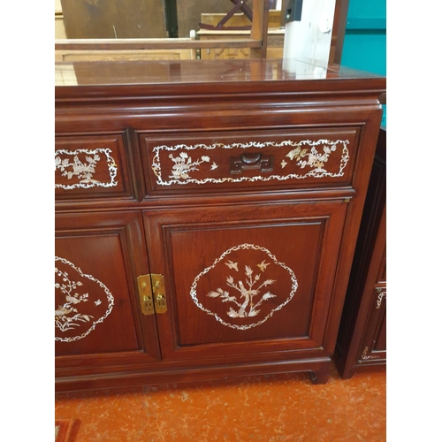 536 - Gorgeous Rosewood with Mother of Pearl Inlay Four Drawer, Four Door Sideboard - approx 6ft long x 33... 