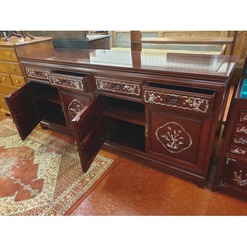 536 - Gorgeous Rosewood with Mother of Pearl Inlay Four Drawer, Four Door Sideboard - approx 6ft long x 33... 