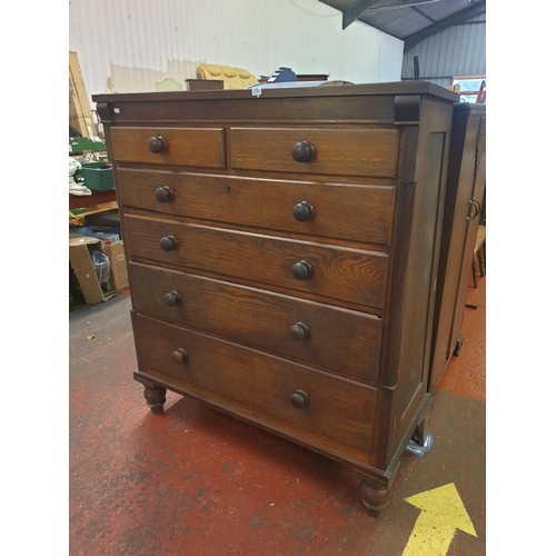 550 - Large Oak Two Over Four Chest of Drawers - Approx 52