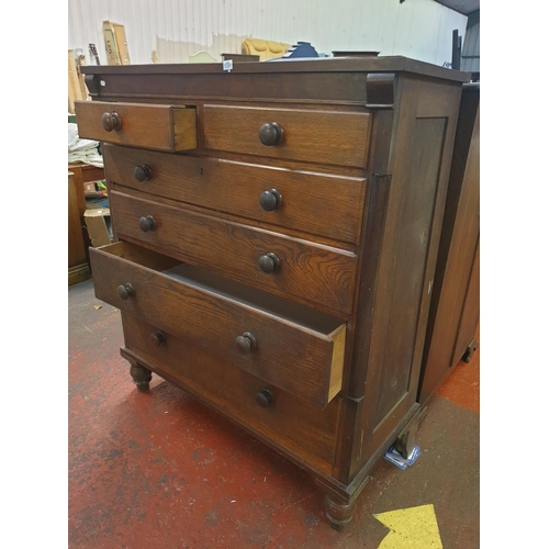 550 - Large Oak Two Over Four Chest of Drawers - Approx 52