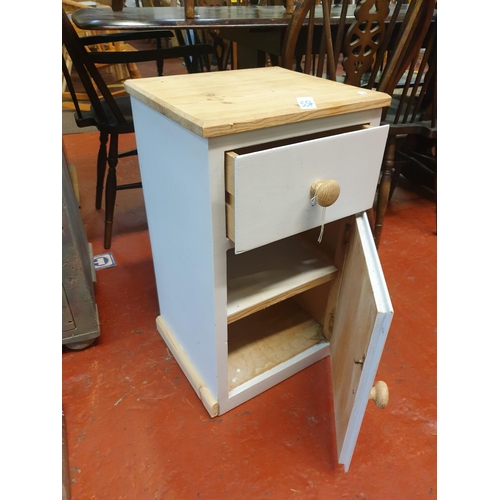 554 - Solid Pine Upcycled Single Drawer, Single Door Unit - 66cm tall, 37cm wide & 34cm deep.