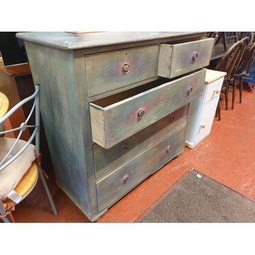 556 - Painted Solid Pine Two over Three Chest of Drawers - approx 41